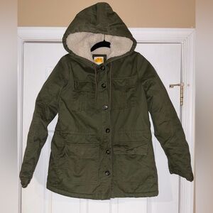C&C California Dark Green Hooded Utility Jacket women size small